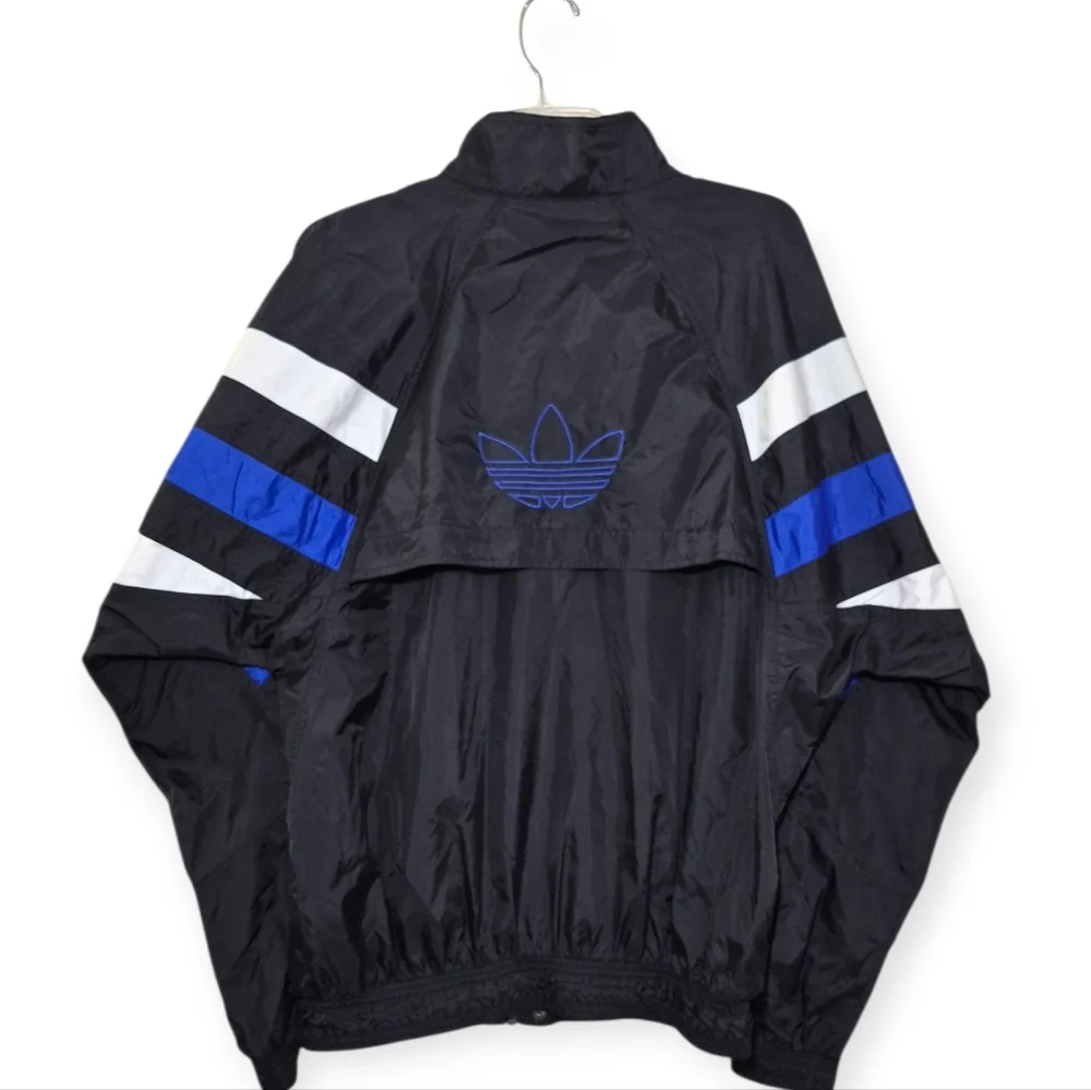 ADIDAS Vintage 90s Windbreaker Jacket Black Blue Medium